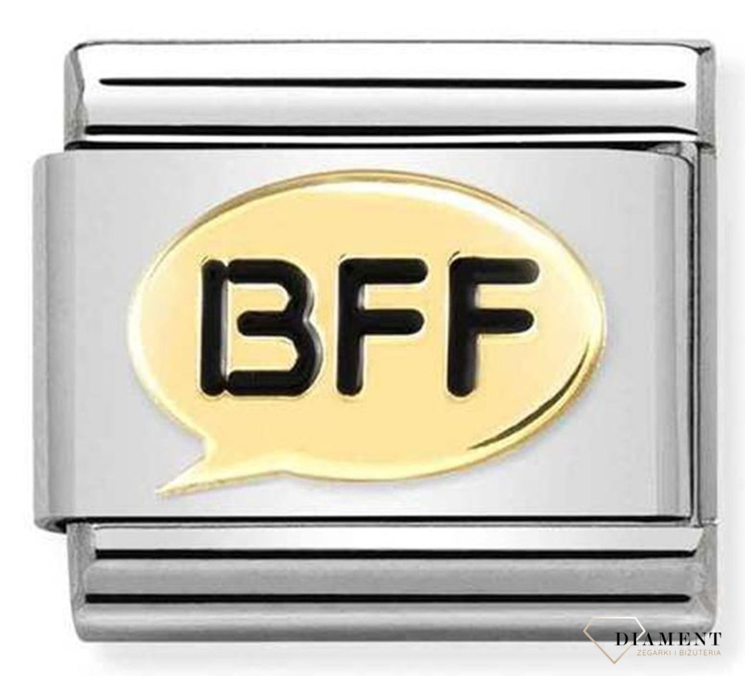 Nomination - Link 18K zawieszka złoto 'Dymek z BFF' 030272 58. Zawieszki Nomination ✓ Wyjątkowy prezent ✓ Nomination ✓ Bransoletka Nomination ✓ Bransoletka ze stali ✓ Gwarancja najniższej ceny ✓ Zapraszamy!.jpg